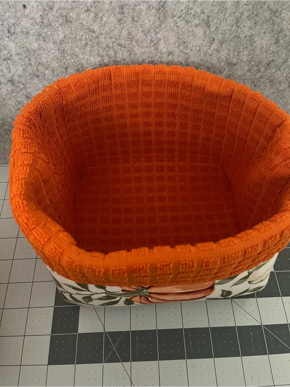Dish dry mat Storage Basket with Pumpkin Print - NEW, handmade